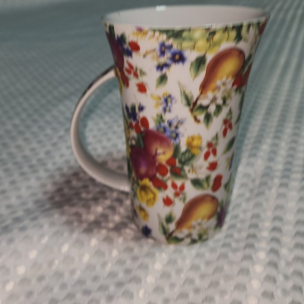 LIMOGES CHINA EUC PORCELAIN CHINA FRUITS TALL MUG